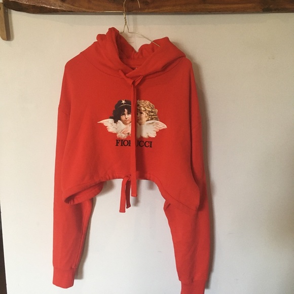 Fiorucci Sweaters - /SOLD/Fiorucci Crop Hoodie Sweater Angels Red Sz M
